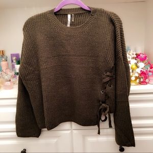 Olive Green Cropped Sweater
